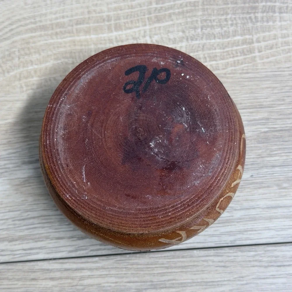 Vintage Hand‎ Carved Wooden Bowl Rustic Boho Primitive Tribal Home Decor Laura